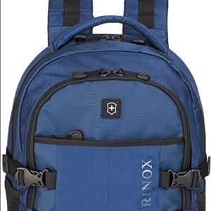 Victorinox multi-compartment blue backpack.